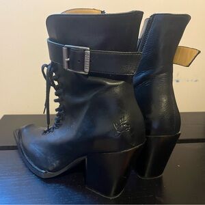 John Fluevog Black Leather Lace-Up Boots
